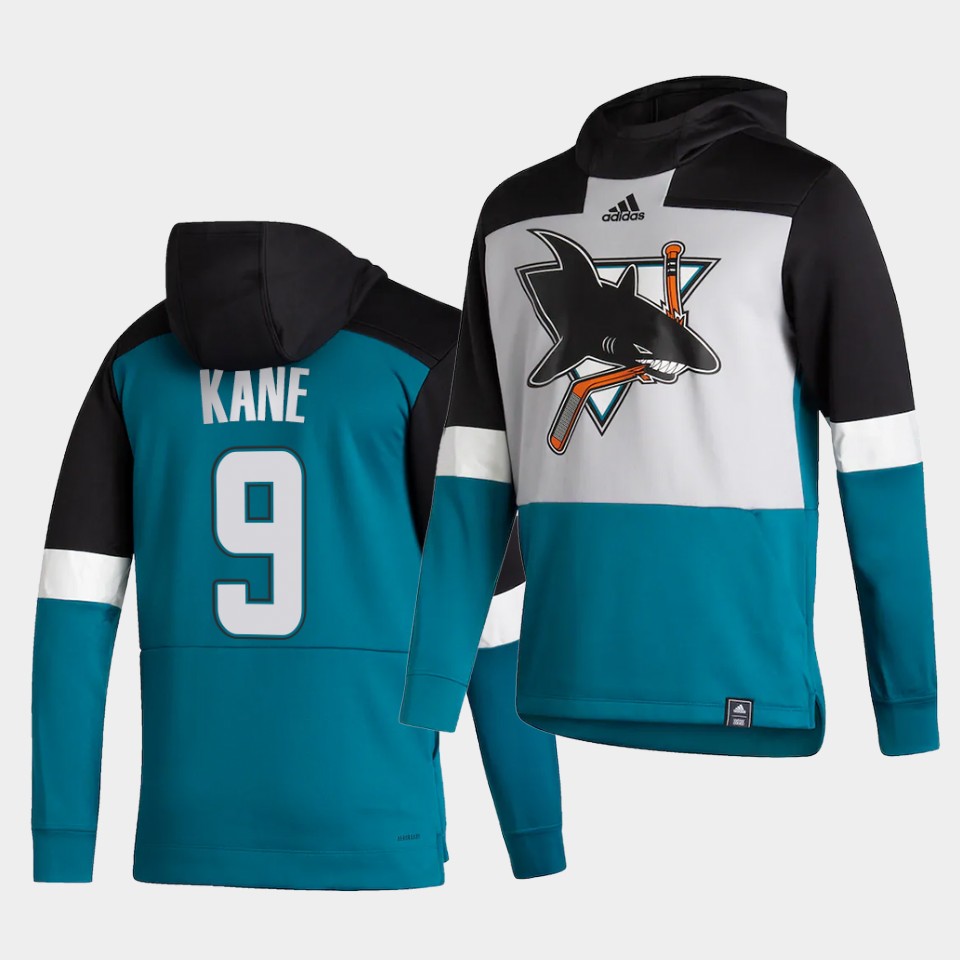 Men San Jose Sharks #9 Kane Blue NHL 2021 Adidas Pullover Hoodie Jersey->kansas city chiefs->NFL Jersey
